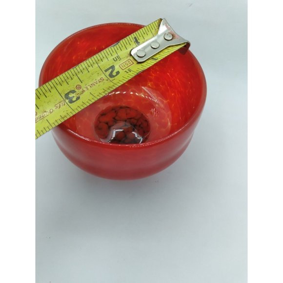 Vtg. lava red speckled art glass handblown footed votive vase signed O'dell 96 - Picture 9 of 15